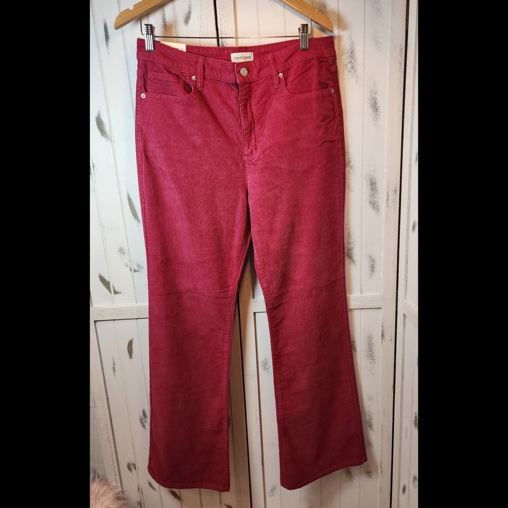 Sneak Peek Corduroy High Rise Pants in Deep Berry
